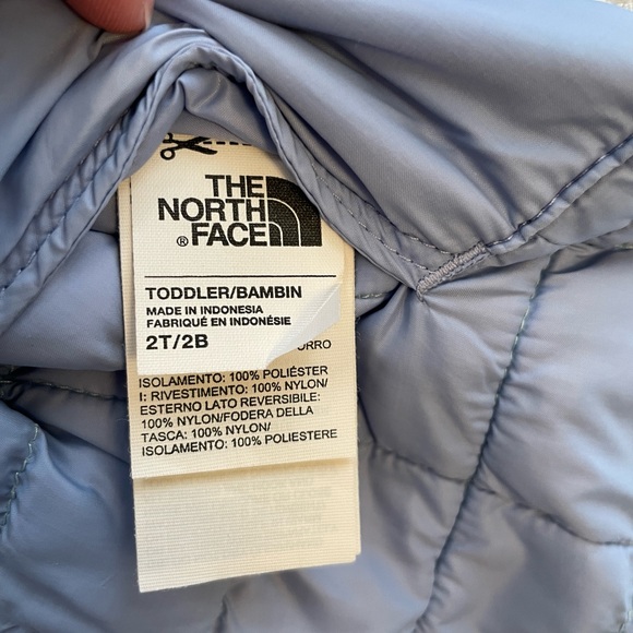 The North Face Reversible Thermoball Hooded Jacket, periwinkle and mint, 2T - Picture 5 of 10